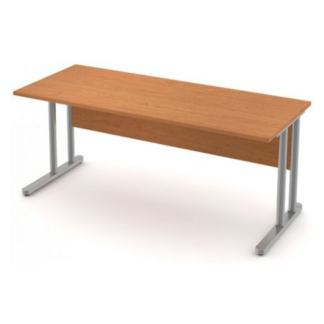 Stůl pracovní - kovová podnož šedá bez výplně, dekor olše, záda šedá, 140x75x75cm FOR LIVING