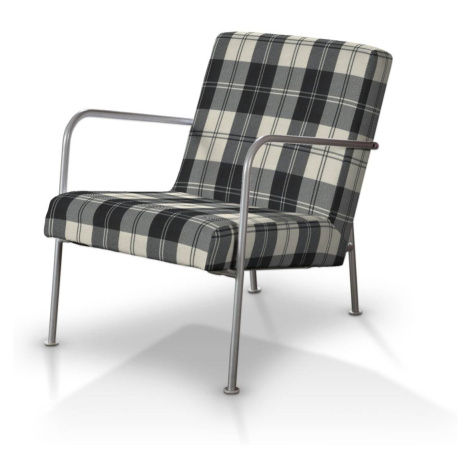 Dekoria Potah na křeslo Ikea PS,  černo-bílá kostka, fotel Ikea PS, Edinburgh, 115-74