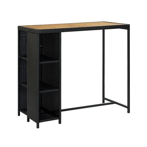 Barový stolek s úložným regálem černý 120x60x110 cm polyratan SHUMEE