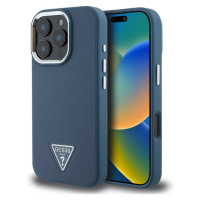 Guess PU Grained Triangle Logo kryt pro iPhone 16 Pro modrý