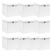 Shumee Úložné boxy s víky 10 ks 32 × 32 × 32 cm textil, bílé