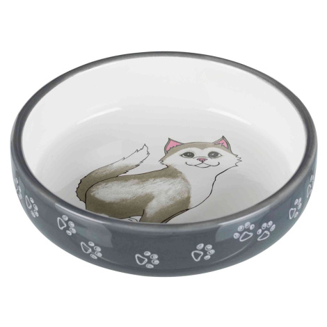 Trixie keramická miska pro kočky plemen s krátkým čumákem šedá/bílá 0,3 l