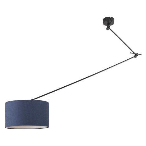 Závěsná lampa černá se stínidlem 35 cm modrá nastavitelná - Blitz I. QAZQA
