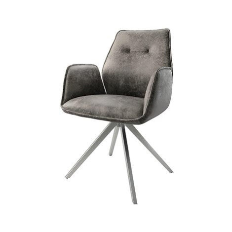 DELIFE Otočná židle Zoa-Flex šedý vintage křížová podnož hranatá otočná z nerezové oceli