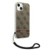 Guess GUOHCP14SH4STW hard silikonové pouzdro iPhone 14 6.1" brown 4G Print Strap