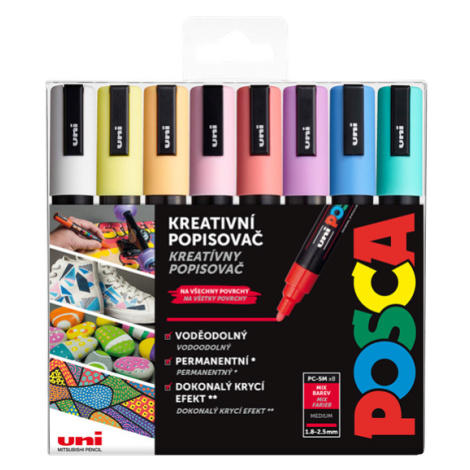 Akrylové popisovače POSCA, PC-5M - 8 pastelových barev