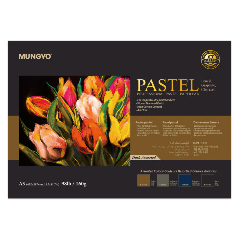 Mungyo Mungyo, MPPA3DA, Pastel, kreslící/skicovací blok pro suchá média A3, 160 g, 20 listů, tma