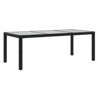 Zahradní stůl černý 190 × 90 × 75 cm tvrzené sklo a polyratan, 316712