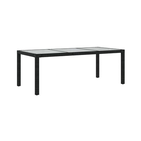 Zahradní stůl černý 190 × 90 × 75 cm tvrzené sklo a polyratan, 316712 SHUMEE