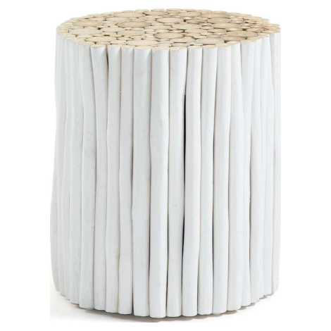 Bílý odkládací stolek z teakového dřeva Kave Home Filippo, ⌀ 35 cm