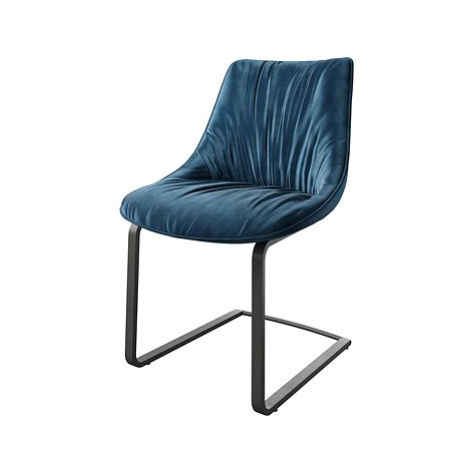 DELIFE Jídelní židle Elda-Flex samet modrá konzolová podnož plochá černá