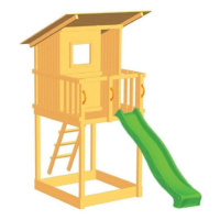 Dětská hrací věž Beach Hut 150 s dlouhou skluzavkou