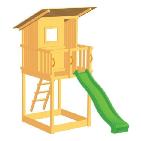 Dětská hrací věž Beach Hut 150 s dlouhou skluzavkou Blue Rabbit