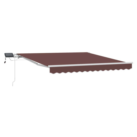 vidaXL Ručně zatahovací markýza s LED světly hnědá 300 x 250 cm