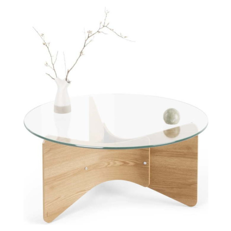 Kulatý konferenční stolek se skleněnou deskou v přírodní barvě ø 84 cm Madera – Umbra