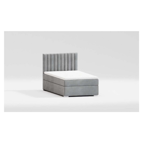 Světle šedá čalouněná jednolůžková postel s úložným prostorem s roštem 90x200 cm Bunny – Ropez