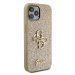 Zadní kryt Guess PU Fixed Glitter 4G Metal Logo pro Apple iPhone 12/12 Pro, zlatá