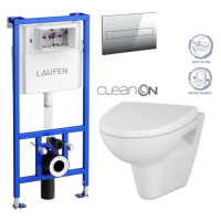 LAUFEN Rámový podomítkový modul CW1 SET s chromovým tlačítkem + WC CERSANIT CLEANON PARVA + SEDÁ