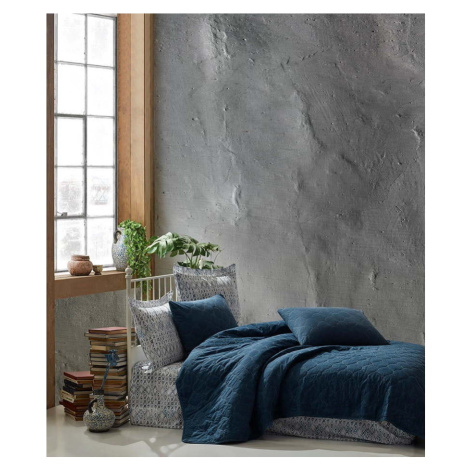 Tmavě modrý přehoz přes postel se 4 povlaky na polštář z ranforce bavlny Mijolnir Aden, 220 x 24