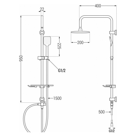 MEXEN/S T62 grafit sprchový sloup 798626293-66