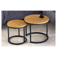 Estila Set dvou designových kulatých konferenčních stolků Nadjá v industriálním stylu z kovu a d