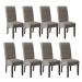 8× Jídelní židle ergonomické, masivní dřevo, mramorová šedá