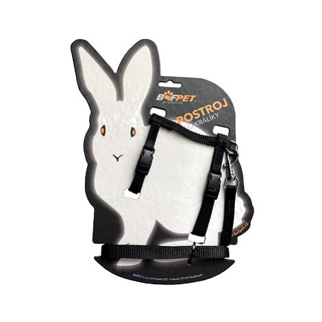Bafpet Set pro králíka - kšíry + vodítko, Černá, 10mm × 120cm, 10mm × OK 19-26, OH 24-37cm, 2041