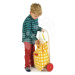 Nákupní vozík z textilu Shopping Trolley Yellow Tender Leaf Toys s dřevěnou konstrukcí