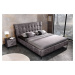 Estila Designová manželská postel Velouria se sametovým čalouněním ve stylu Chesterfield tmavě š