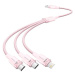 Vention USB 2.0 A Male to 3-in-1 USB-C & Lightning & Micro-B Male 3A Cable 1.5M Pink Aluminum Al