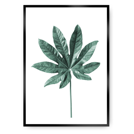 Dekoria Plakát  Leaf Emerald Green, 40 x 50 cm, Ramka: Czarna