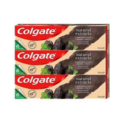 COLGATE Naturals Charcoal & White 3 x 75 ml