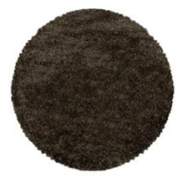 Ayyildiz Kusový koberec Fluffy Shaggy 3500 brown kruh 80 × 80 cm