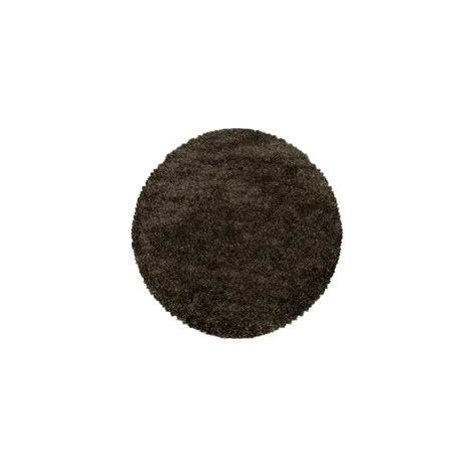 Ayyildiz Kusový koberec Fluffy Shaggy 3500 brown kruh 80 × 80 cm