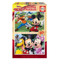 Educa Dřevěné puzzle Mickey a přátelé 2x50 dílků