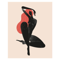 Ilustrace Vector stylized woman sitting, long hair,, MaryliaDesign, 30x40 cm