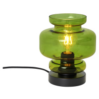 Retro stolní lampa černá se zeleným sklem - Denise