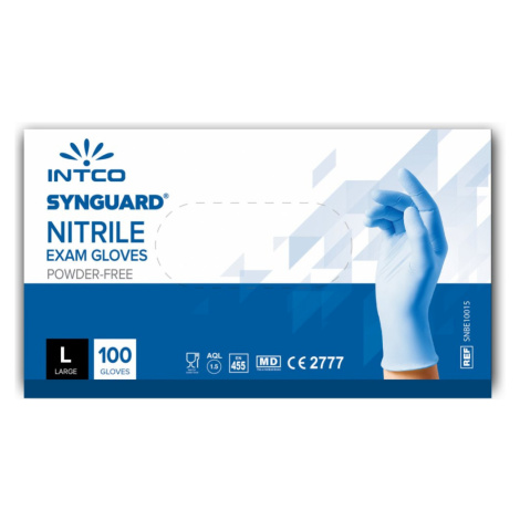 INTCO Nitrilové jednorázové modré vyšetřovací rukavice L (8-9), 100ks