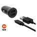 FIXED set autonabíječky s 2xUSB výstupem a USB/micro USB kabelem, 1 metr, 15W černý