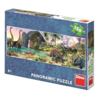 Puzzle 150 Dinosauři u jezera panoramic