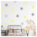 Dětské samolepky na zeď - Žluté a šedé samolepicí hvězdy