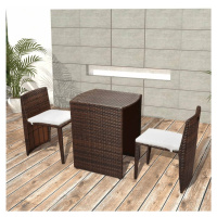 vidaXL 3dílný bistro set s poduškami polyratan hnědý