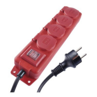 EMOS Prodlužovací kabel s vypínačem, krytkou a 4 zásuvkami 1,5 mm² LEE 5 m černo-červený