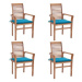 SHUMEE Židle zahradní s modrými poduškami, teak 3062626 - 4ks v balení