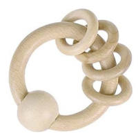 Dřevěný kroužek s kroužky, přírodní Montessori