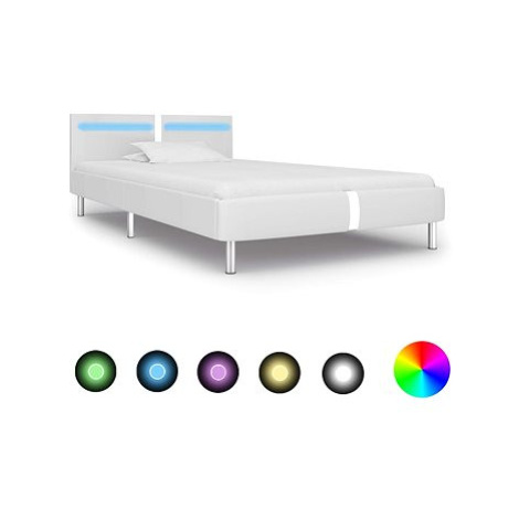 Rám postele s LED světlem bílý umělá kůže 90x200 cm SHUMEE
