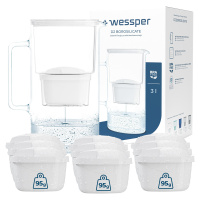 Skleněná filtrační konvice Wessper aquamax 3l 10x Filtr Wessper aquamax