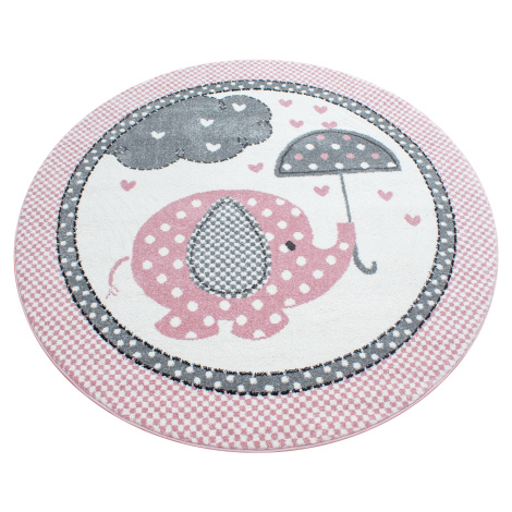 Ayyildiz koberce AKCE: 160x160 (průměr) kruh cm Dětský kusový koberec Kids 570 pink kruh - 160x1