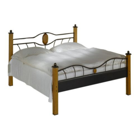 Kovová postel STROMBOLI 0459 s masivními prvky FOR LIVING