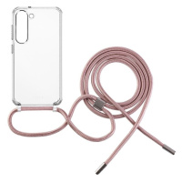 FIXED zadní kryt Pure Neck s růžovou šňůrkou na krk pro Samsung Galaxy S23 - FIXPUN-1040-PI
